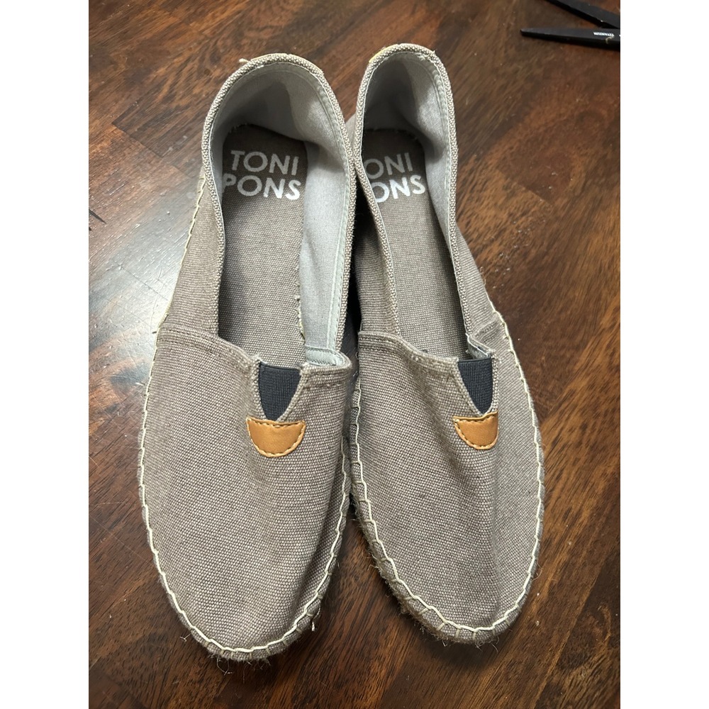 Toni Pons‎ Espadrille Flats Taupe Canvas Slip On Shoes Spain 39